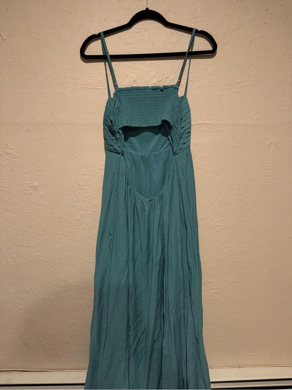 Abercrombie & Fitch Teal Pleated Bodice Maxi Dress